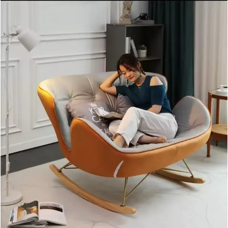 Hot Selling Lamb Wool With Solid Wood Frame Metal Legs Bedroom Accent Chair Rocking Chair