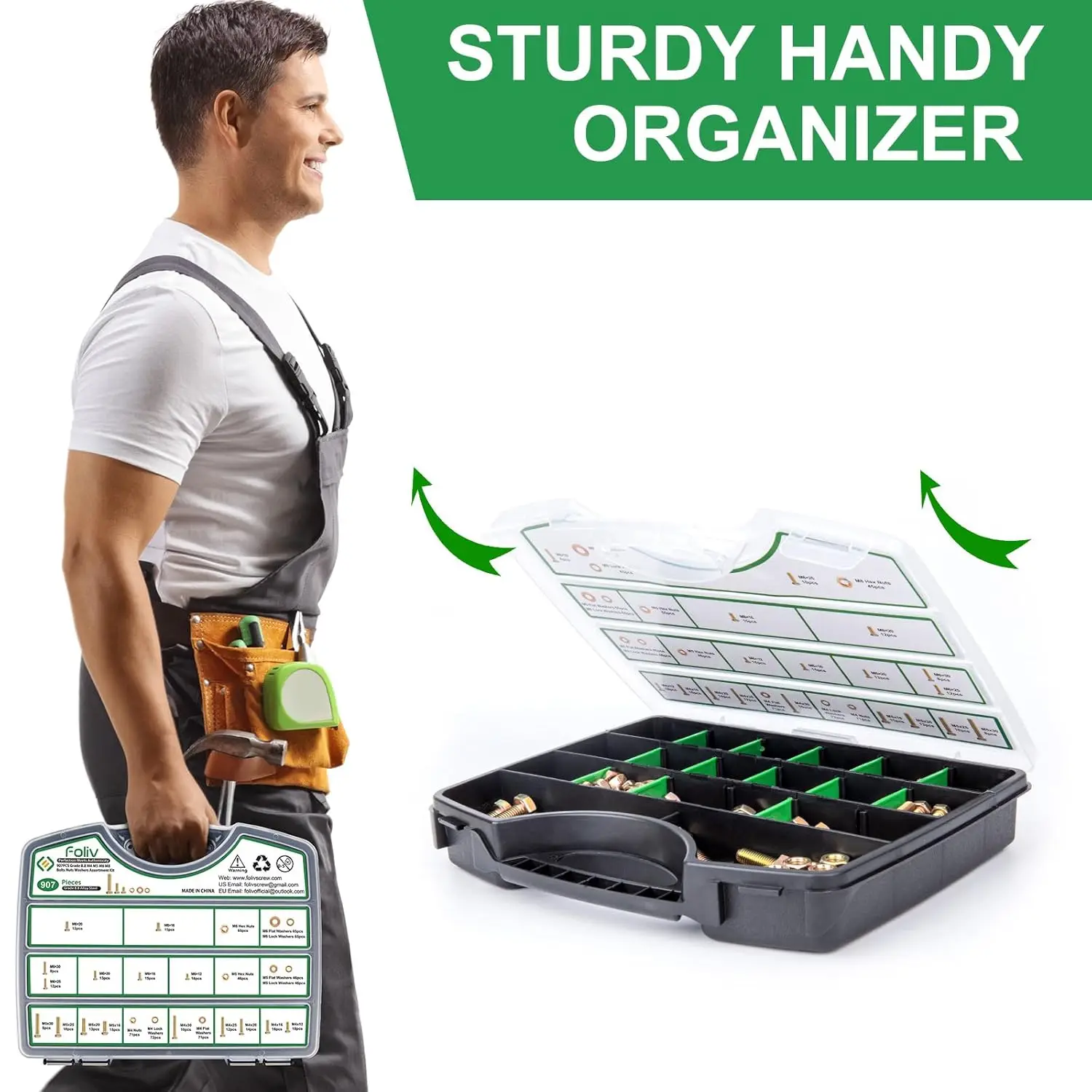 907 قطعة، مجموعة البراغي المترية بدرجة 8.8، M4 M5 M6 M8 مجموعات البراغي والصواميل الثقيلة، مجلفن أصفر، الطول يتراوح من