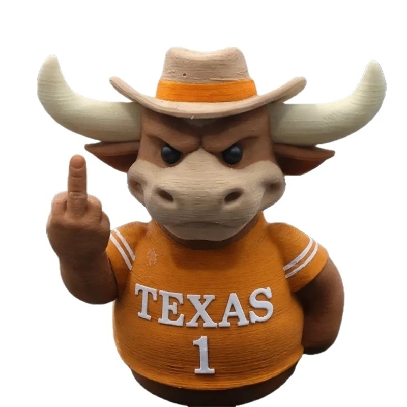 Texas Bull Middle Finger Duck Figurine Funny Novelty Ornament For Home Table Decor Desk Gift For Men Couples Holidays Party