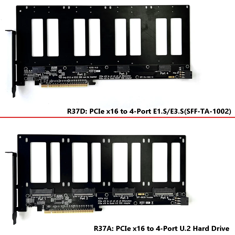 

PCIe X16 to 4-Port U.2/E1.S/E3.S Hard Drive Split Adapter Expansion Card Hard Disk Splitter Gen4 Gen5