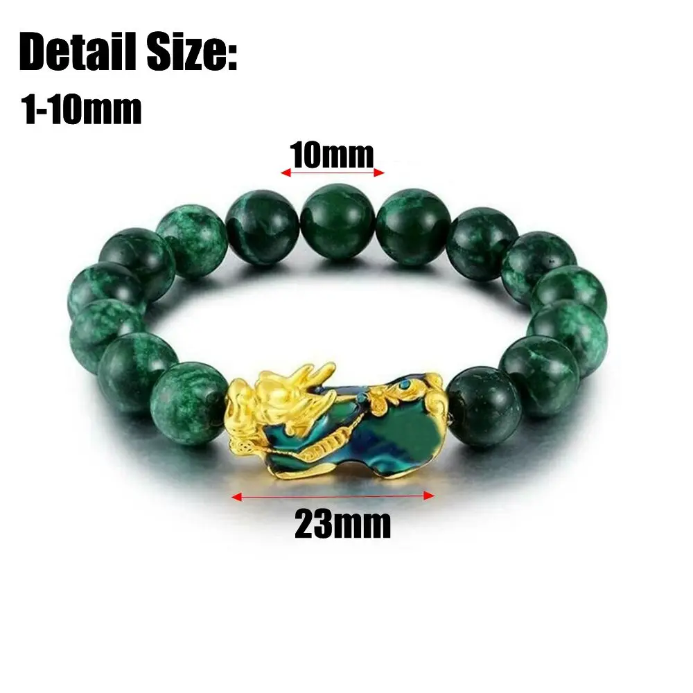 Feng Shui Green Obsidian Bracelet Pi Xiu Charm Beads Attract Wealth Lucky Gifts