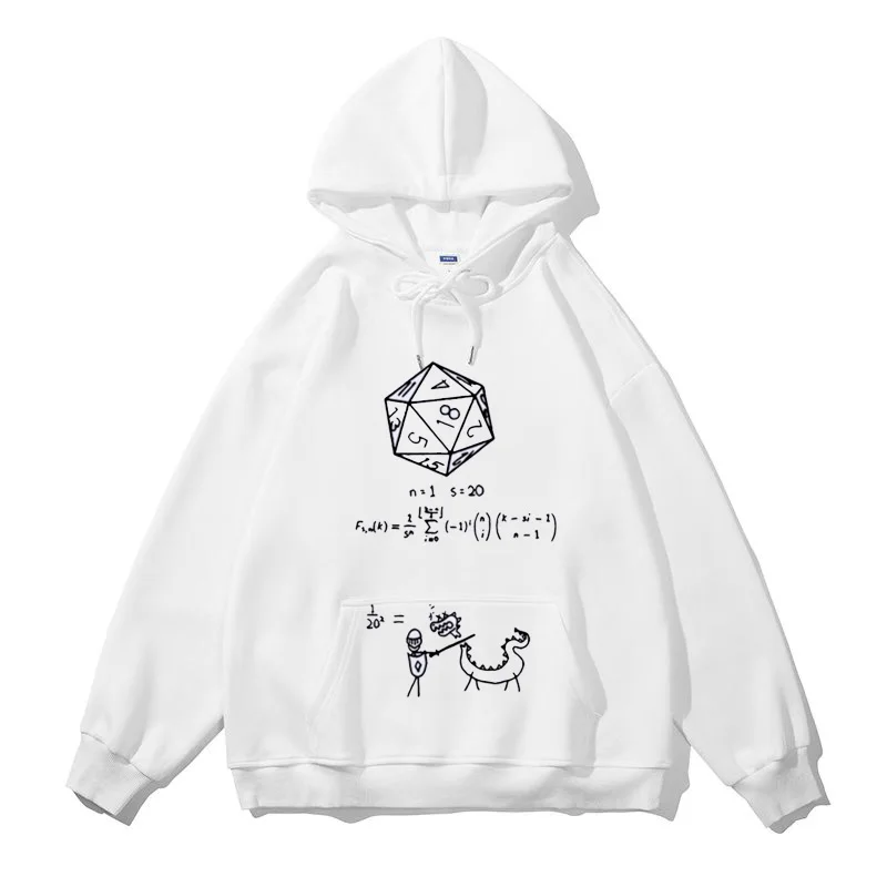 

Bodhi Gate 3 Game Themed Asenn D20 Dice Math Formula Hoodie Sweatirt Autumn Winter ex Long Sve Casual Sle