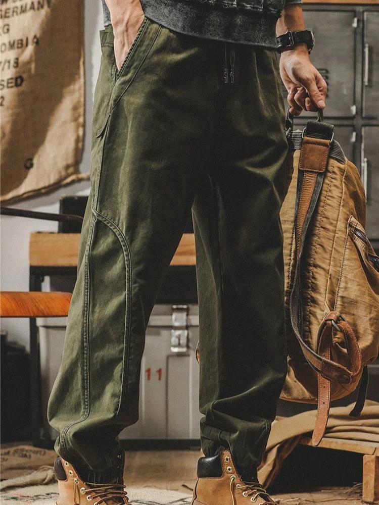 Men's British Style Fleece Lined Thick Cargo Pants Tapered Cuffed Leg Winter Loose Fit Retro Casual Cool Street Fashion Pants