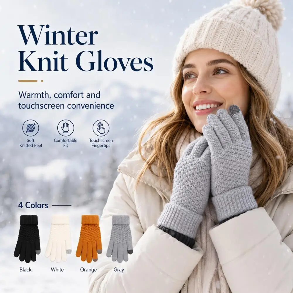 Unisex Winter Knit Touchscreen Gloves Soft, Warm, Stretchy Texting Gloves for Daily and Outdoor Use