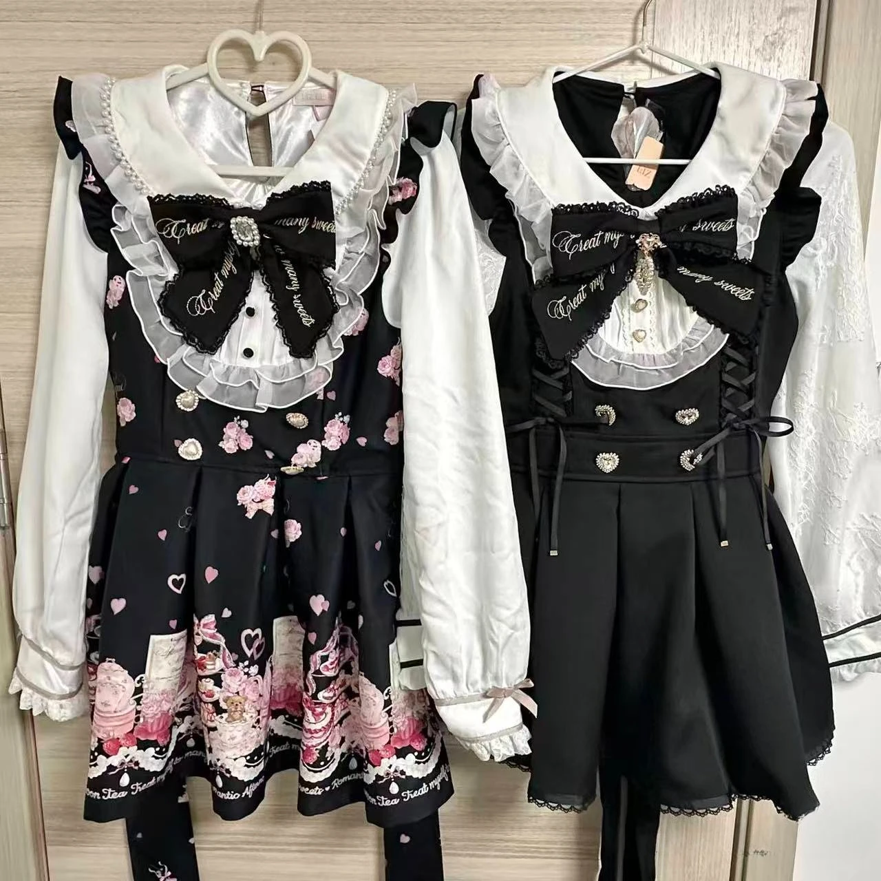 고딕 빈티지 Y2K 일본 스타일 드레스 세트 여성 의상 리본 레이스 로리타 패션 짧은 파티 드레스 슬림 엘레강트 미니 드레스