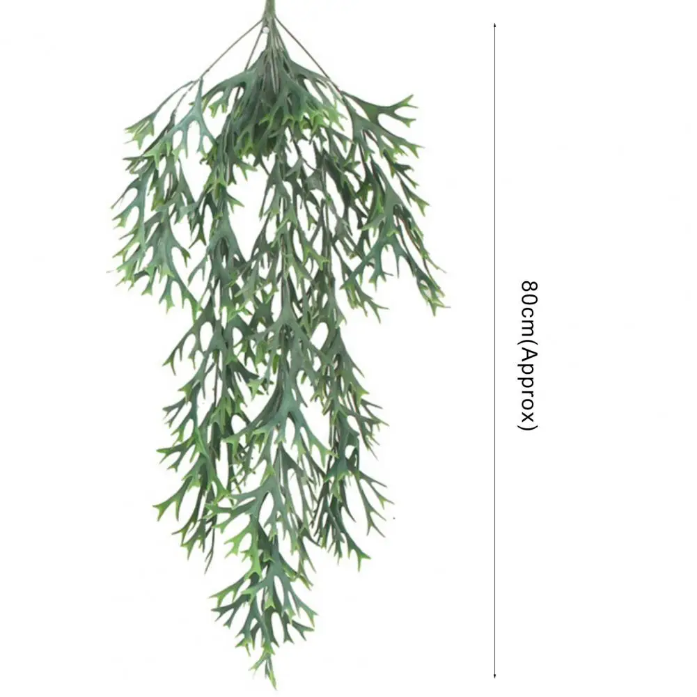 80cm 5-Pronged Green Pine Needle Plastic Artificial Hanging Plant Staghorn Leaf Vine Fake Rattan Family Wedding Decoration