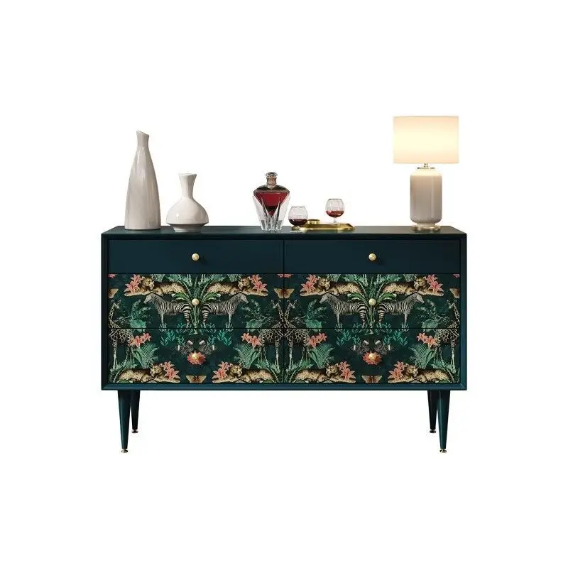 

American retro painted chest cabinet, light luxury high-end hand-painted drawer solid wood painted locker