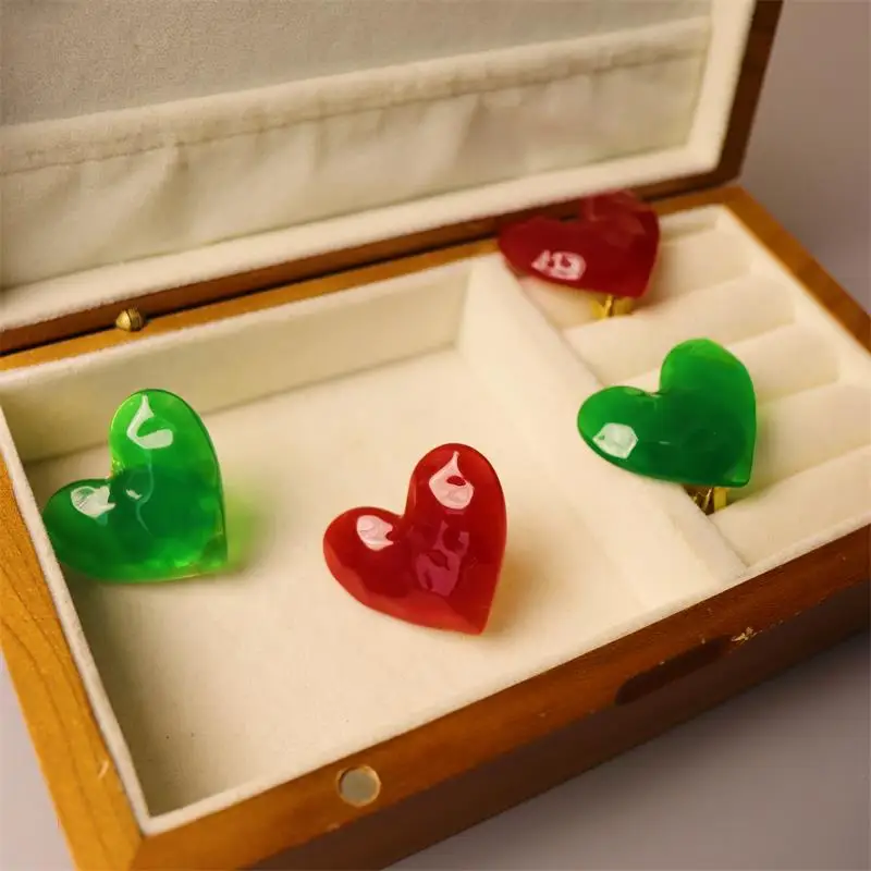 

Vintage Colorful Heart Clip Earrings For Women Jewelry Runway Party T Show Fancy Trendy Boho INS Japan