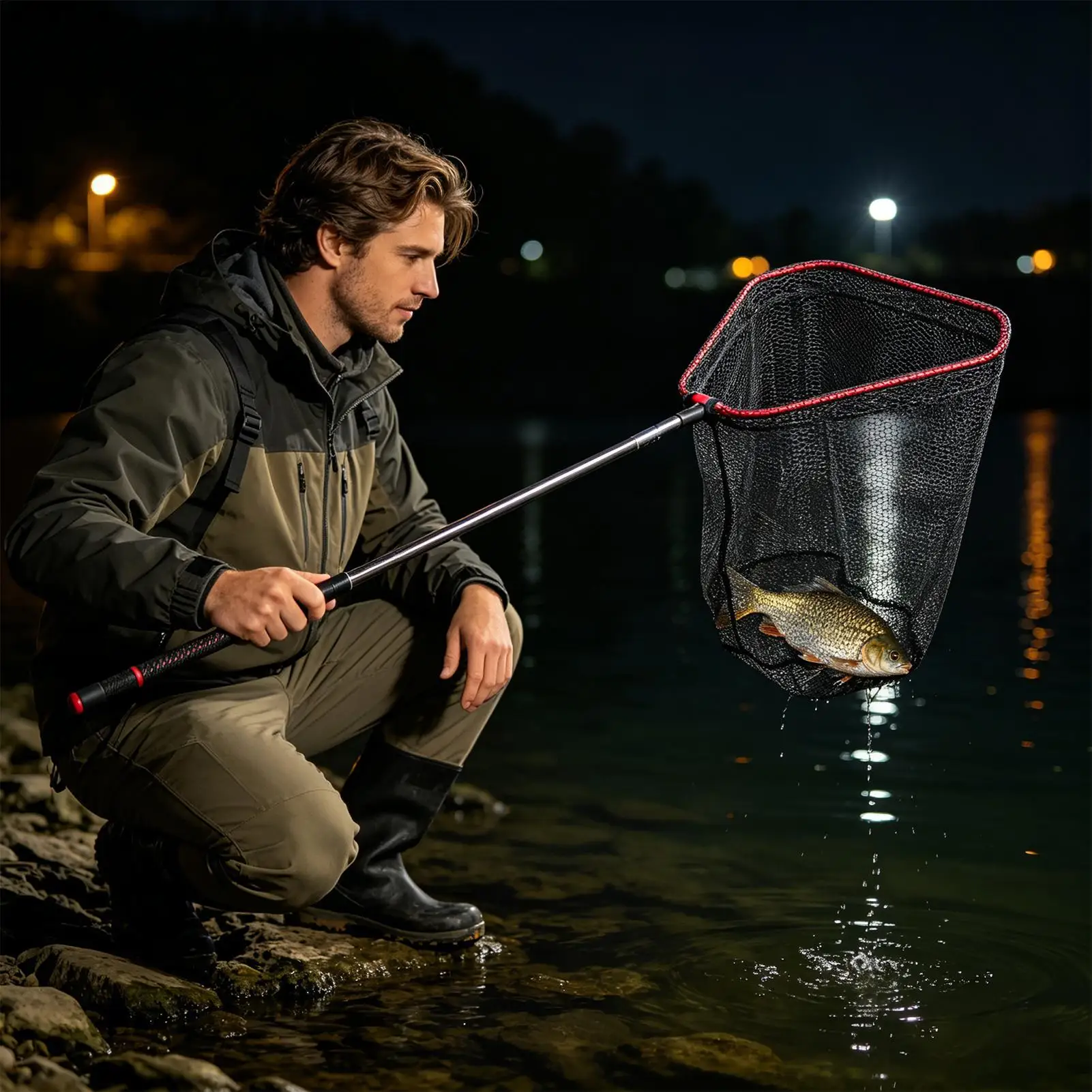 Fishing Landing Net Portable Large Landing Netting Pier Fishing Net For Bridge Saltwater Crab Shrimp Trout Catfish Carp Bait