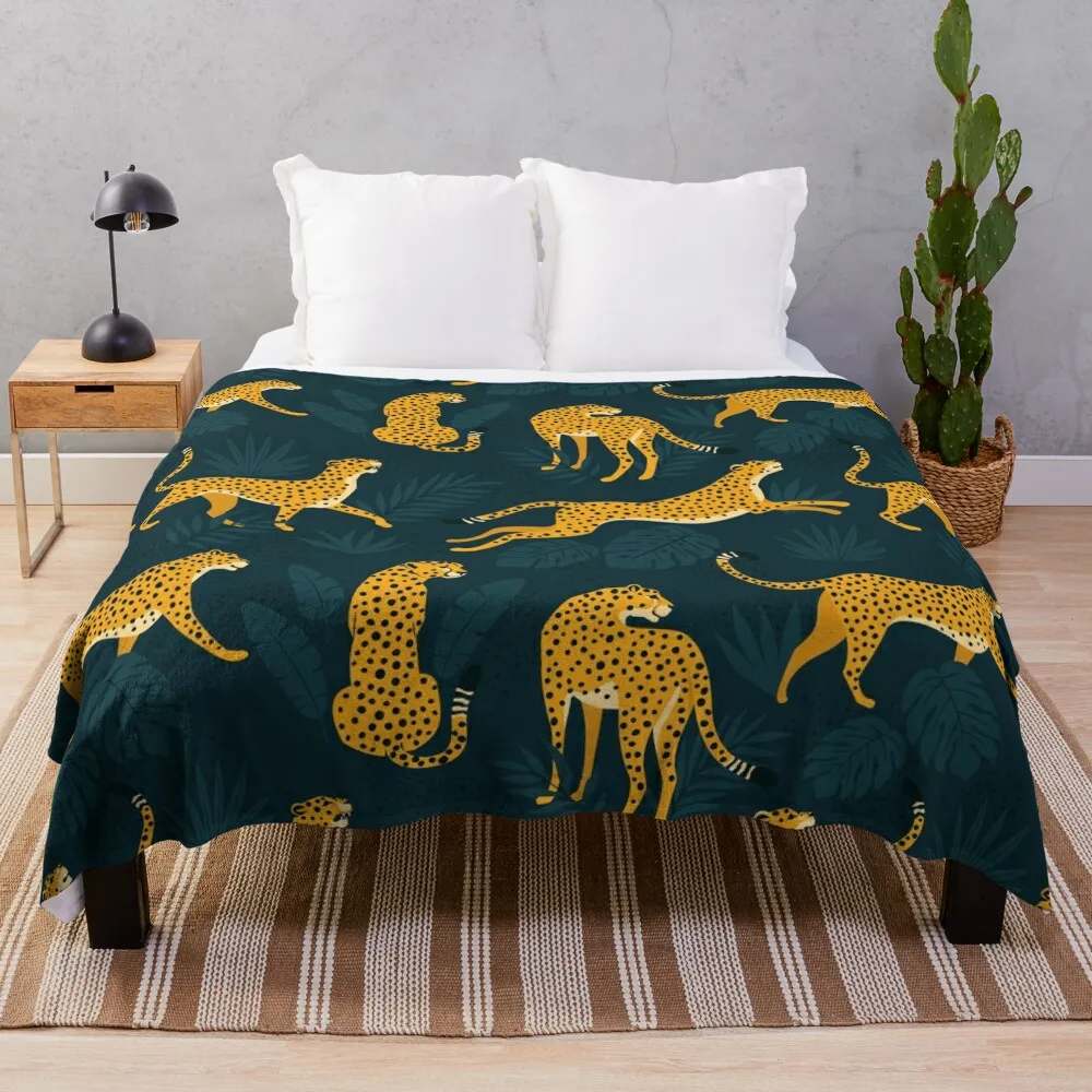 Night Cheetah Pattern Throw Blanket For Sofa Thin Bed linens Sofa Quilt for babies Blankets