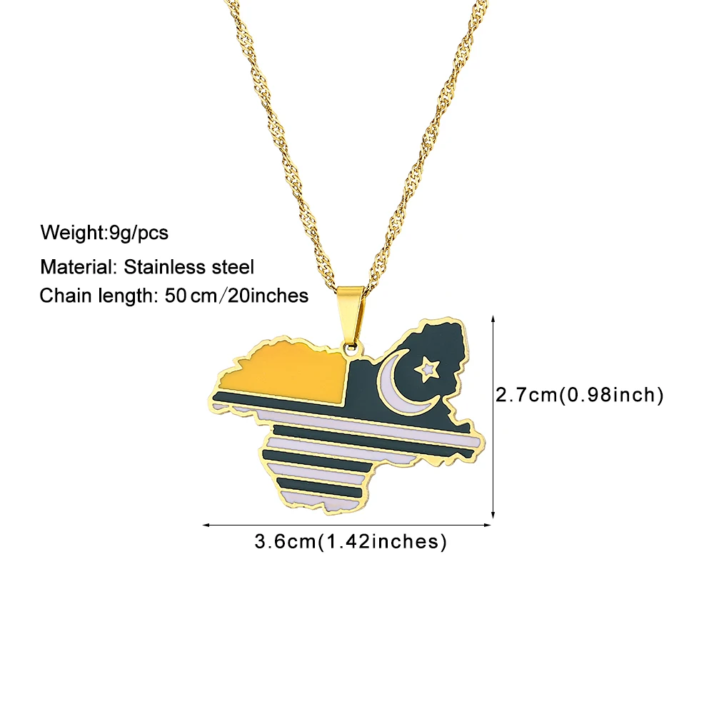 Fashion Jammu and Kashmir Map Flag Pendant Necklace Stainless Steel Men Women Ethnic Maps Jewelry Gift