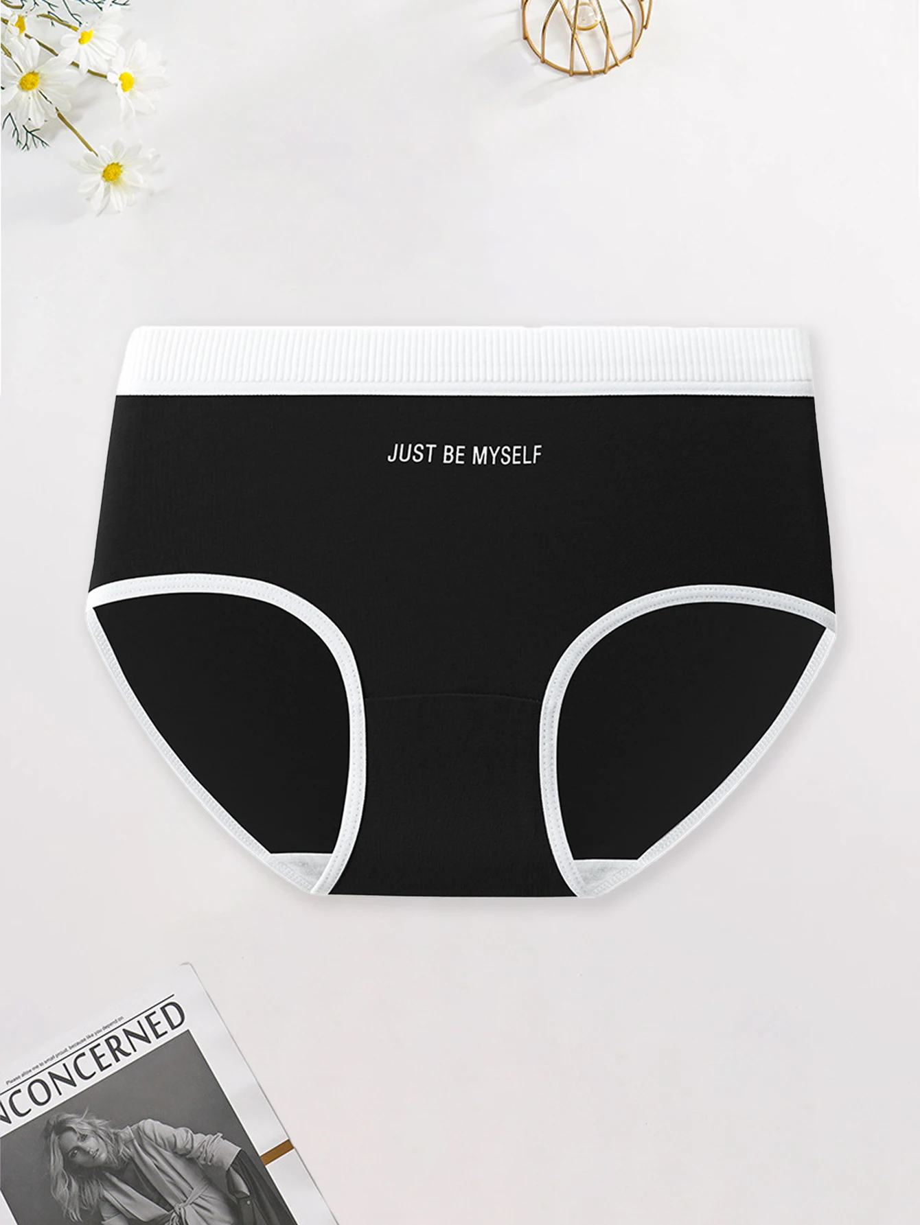 5PCS women's briefs fashionable letters solid color women's casual sports trian… - Image 3