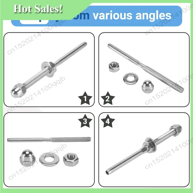 

-FDDT Threaded Bolt And Pedal Ball Cable Railing Kit End Fitting 0.32 Cm,T316 Marine Grade Stainless Steel Stair Tread Rail Wood