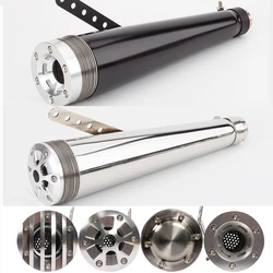 Universal Motorcycle Cafe Racer  Mufflers  Pipe Motorbike Exhaust System  Black / Silver 38-45mm