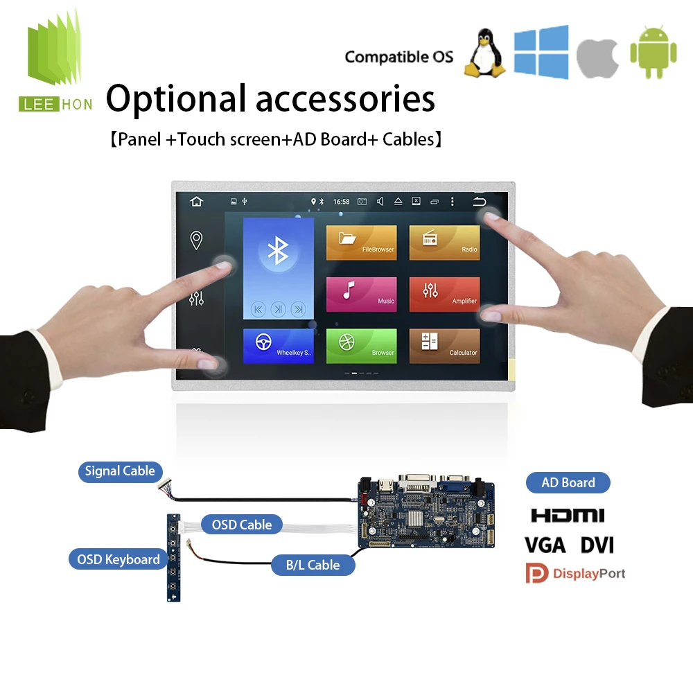 Pannello di controllo centrale per casa intelligente LCD originale AUO 10.1 "1024 * 600 Modulo LCD da 10,1 pollici