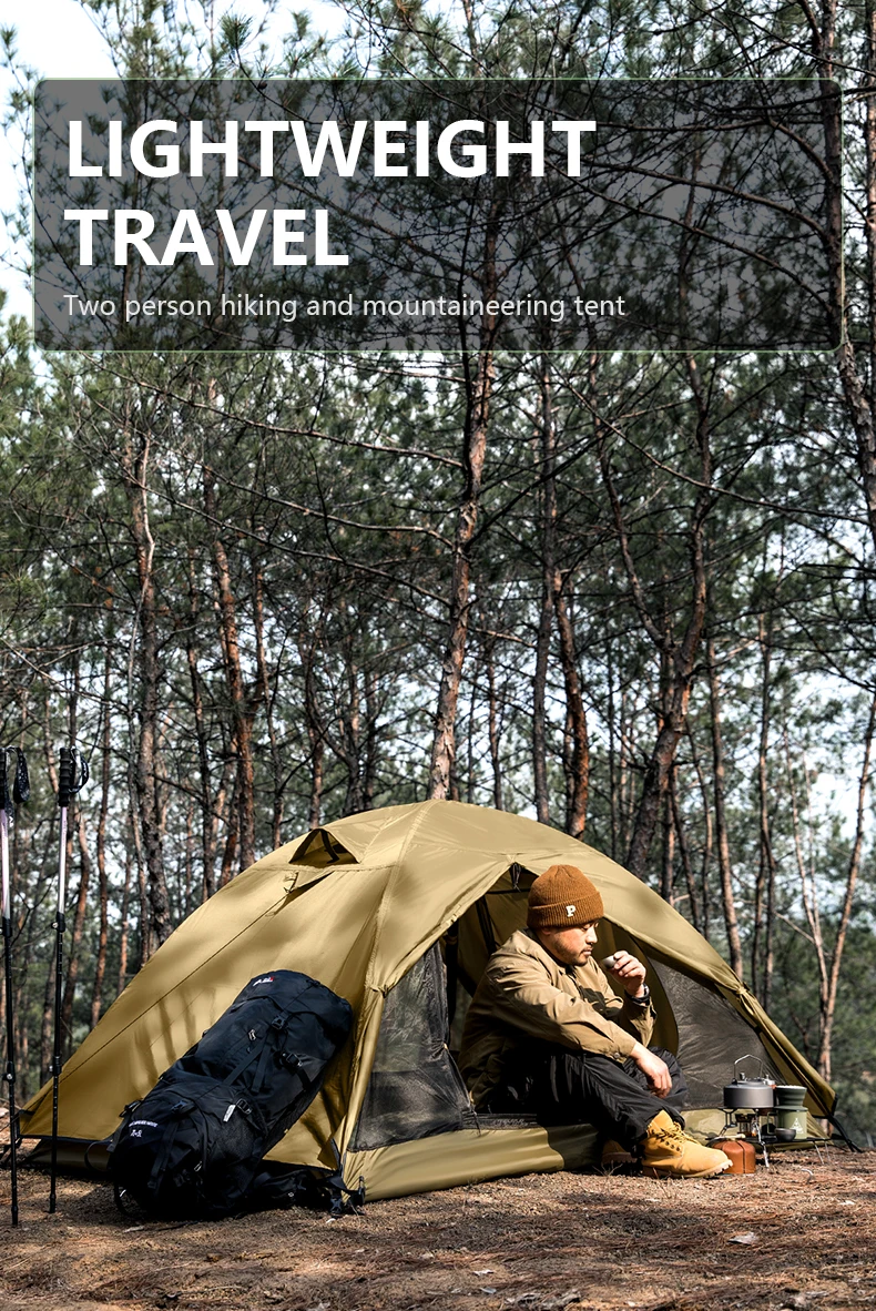 BISINNA Campingzelt für 2 Personen, tragbar, wasserdicht, Rucksackzelt, doppellagig, für Outdoor, Wandern, Reisen, Campingausrüstung – Detail 1