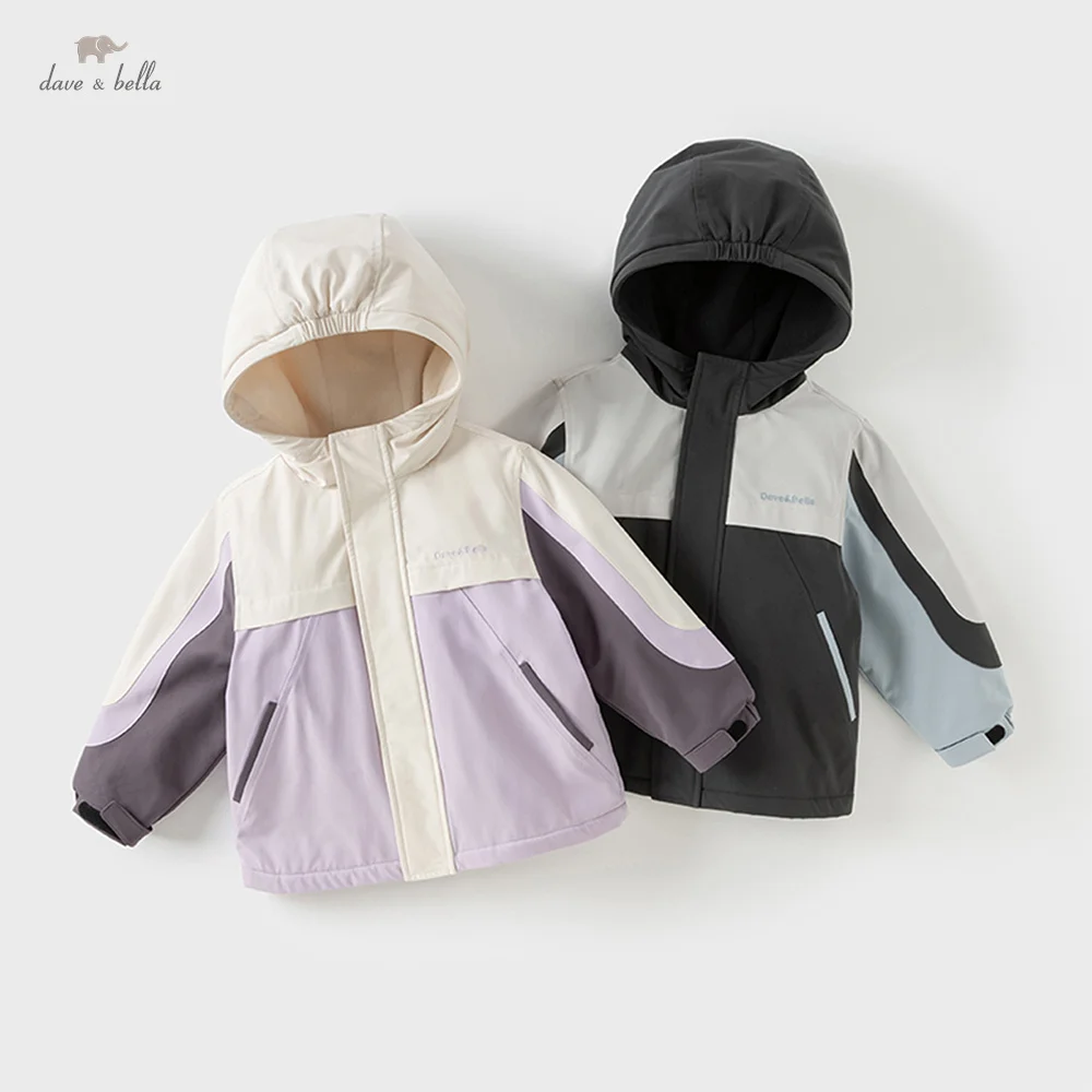 

Dave Bella Boys Girls Jacket Autumn Winter Children Waterproof Coat Plush Warm Outdoor Hoodie Kid Outerwear Clothes DB3241555-AT