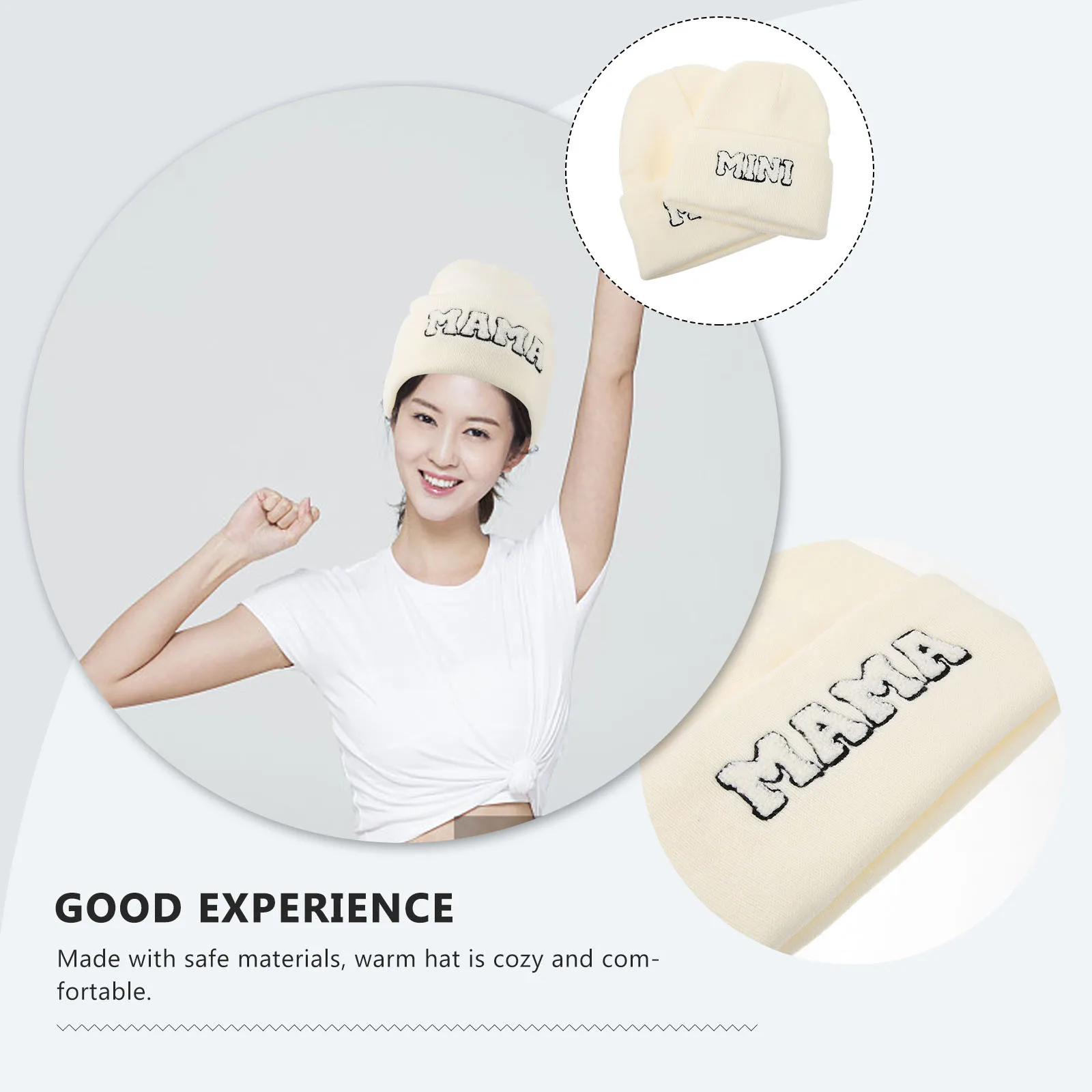 

2 pcs Letter Knitted Hat Winter Warm Beanie For Women Kids Adults Cozy Knit Cap Outdoor Cold Weather Protection