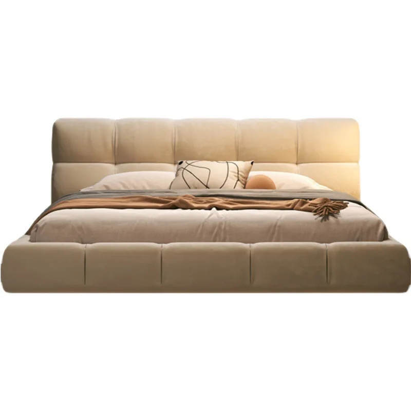 

Italian minimalist, technical cloth suspension bed, wabi sana ins wind, master bedroom fabric soft bed