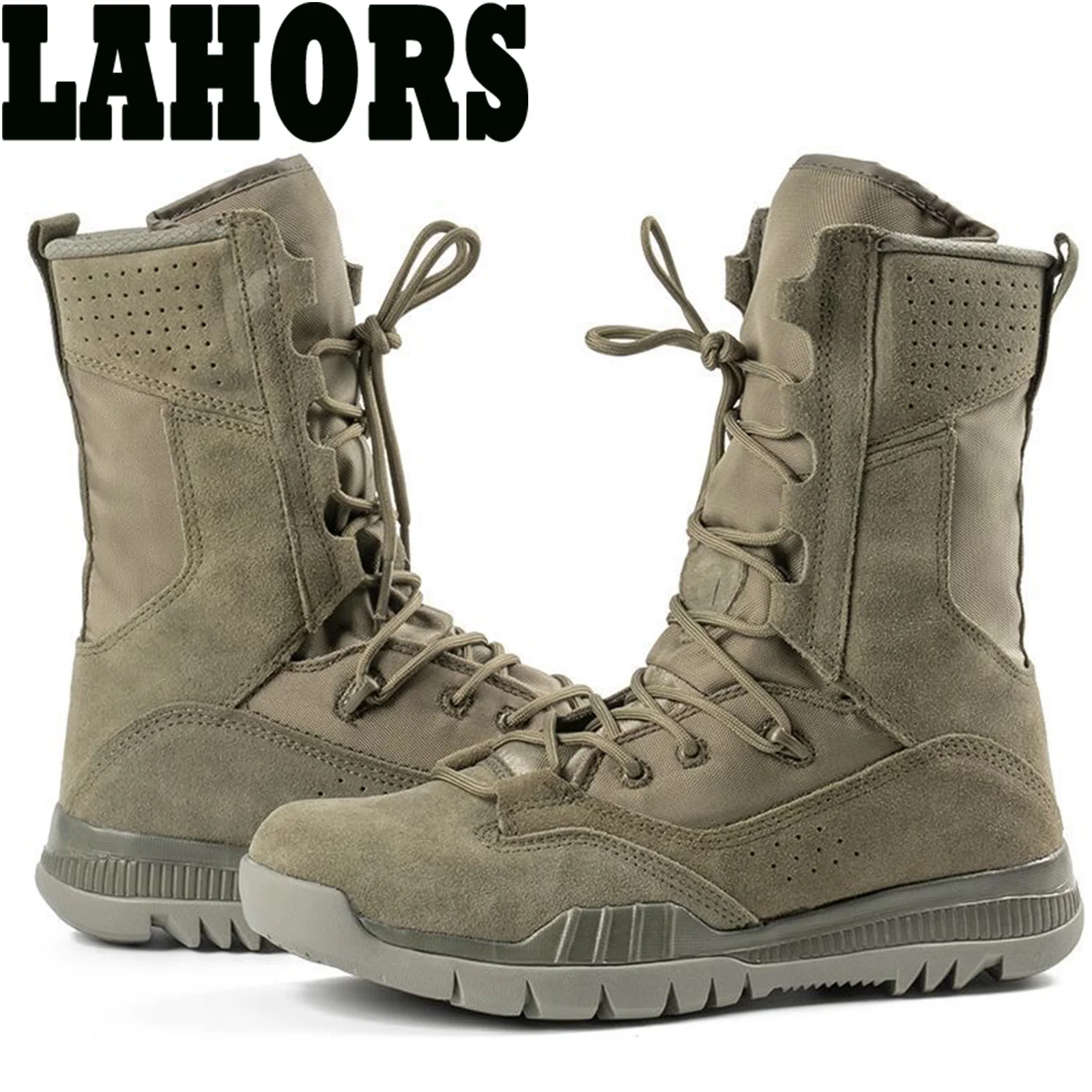 LAHORS Man Outdoor Combat Boots Mountaineering Training Shoes Lightweight Waterproof Tactical Boots Hiking Mesh Shoes