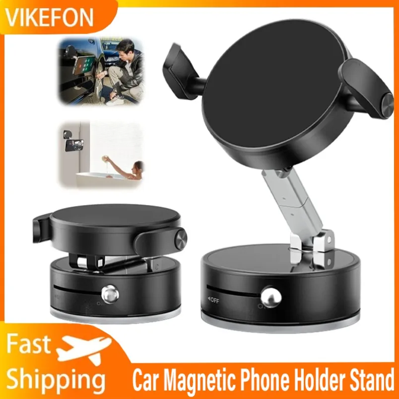 

Автомобильный складной вакуумный магнитный держатель для телефона и 360° ° Вращающаяся вакуумная присоска для кронштейна для мобильного телефона Magsafe iPhone 17 ~ 12 Pro Max