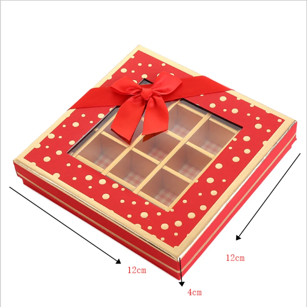 Christmas Chocolate Box, Gift Box, Magnetic Window Chocolate Empty Gift Box, Handmade Truffle Chocolate Box, Gift Card, 9 Grid