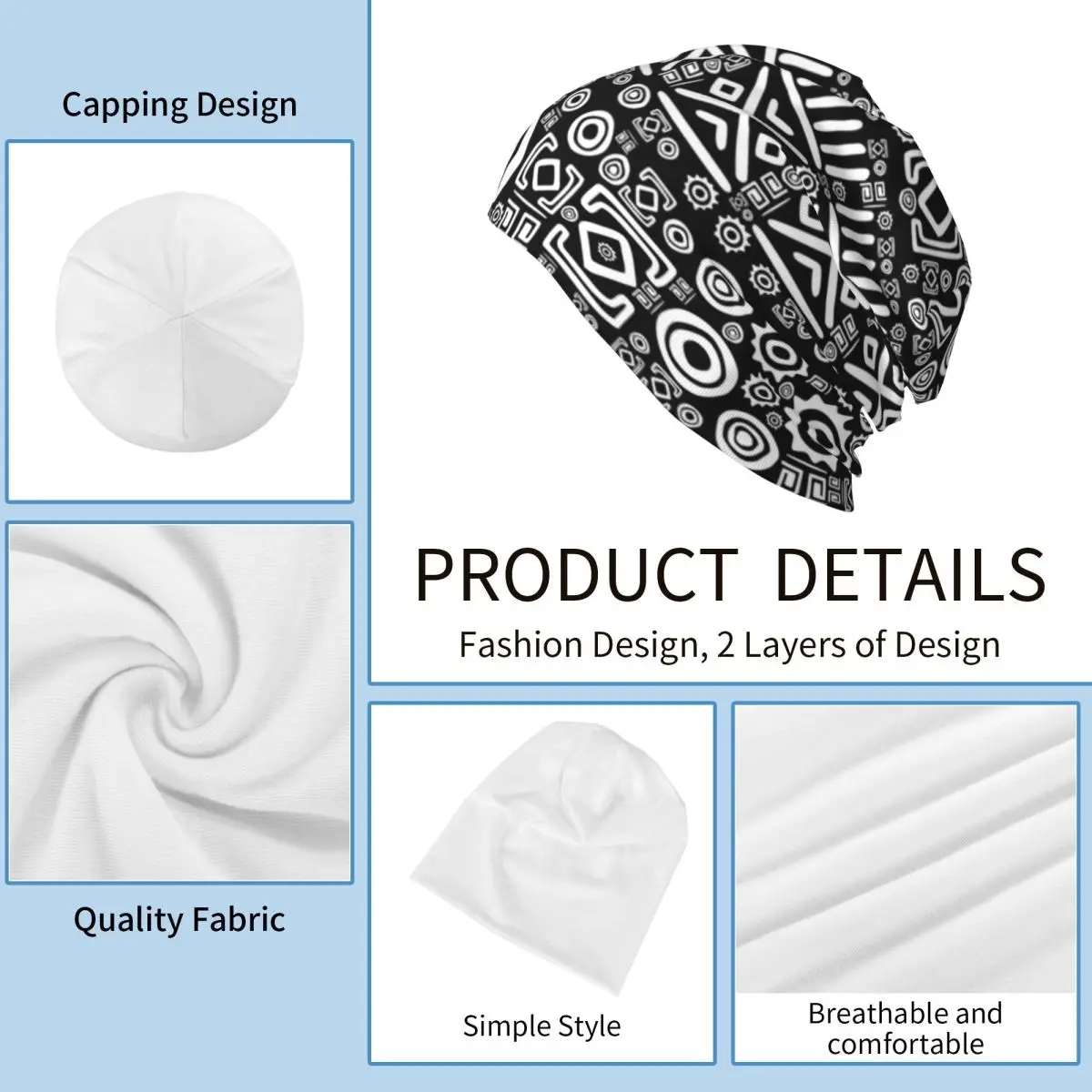 Ethnic African Pattern Warm Knitted Cap Fashion Bonnet Hat Autumn Winter Outdoor Beanies Hats for Unisex Adult