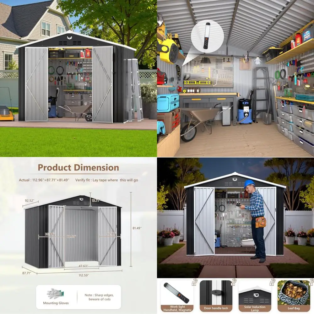 

Сад для хранения на открытом воздухе — металлический садовый сарай 10x8 с запираемыми дверями, водонепроницаемое здание для хранения инструментов для наружного использования