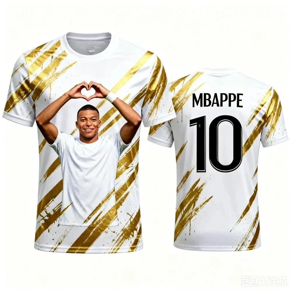 Summer Mbappé Commemorative 3D Printed Outdoor Sports Children's T-shirt - Quick-drying and Breathable Family Outfit