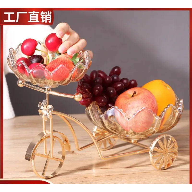 Light luxury creative bicycle crystal glass fruit plate