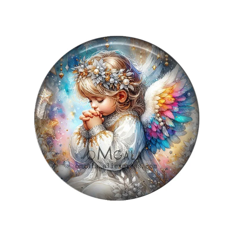 Vintage Lovely Angel Baby Art Paintings 12mm/18mm/20mm/25mm Round photo glass cabochon demo flat back Making findings