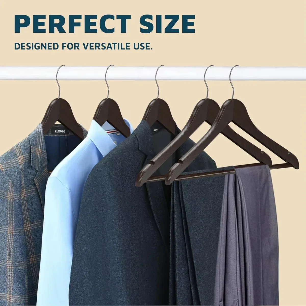 con gancio girevole a 360 gradi e tacca antiscivolo per le spalle, può contenere fino a 10 libbre, design con barra per pantaloni, per organizzare abiti, abiti, cappotti