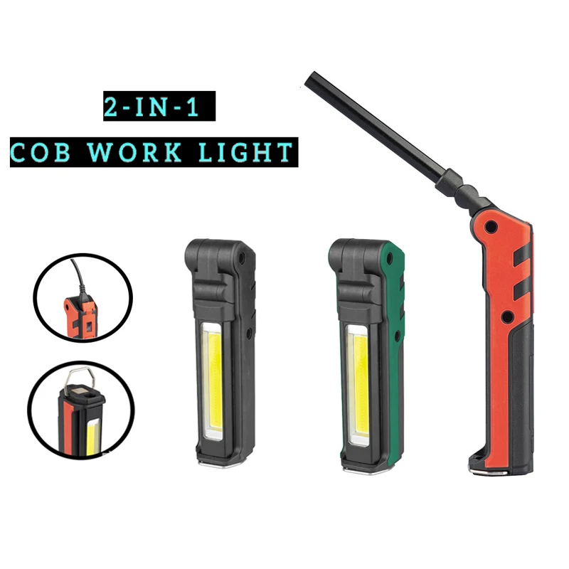 180 Degree Folding LED Flashlight High Bright COB Work Light Rechargeable Battery Emergency Light with Magnetic Portable Torch