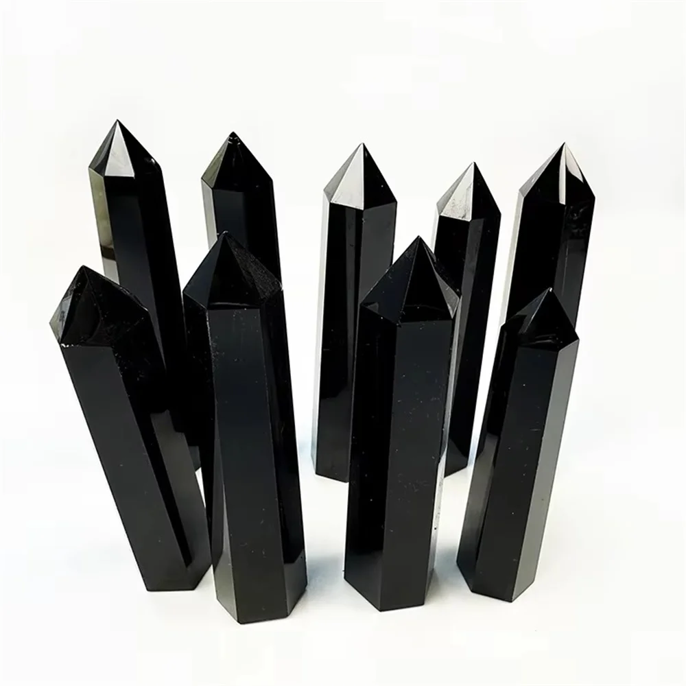 Natural Crystal Point Obsidian Healing Stone Obelisk Tower Quartz Wand Ornament for Home Decor Energy Stone