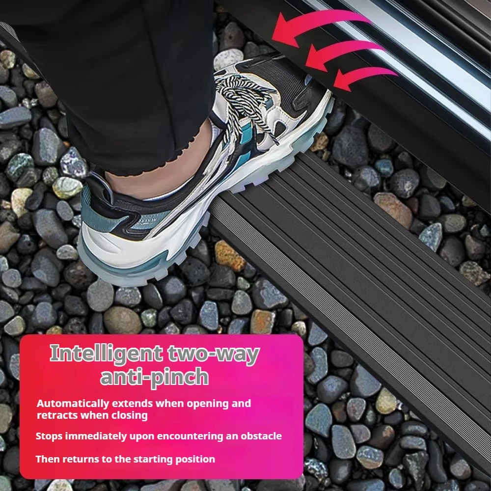 Electric Stepboard Pickup Running Board Power Automatic 3 Brackets Aluminum Alloy Side Step LED Light No Drilling Outlander