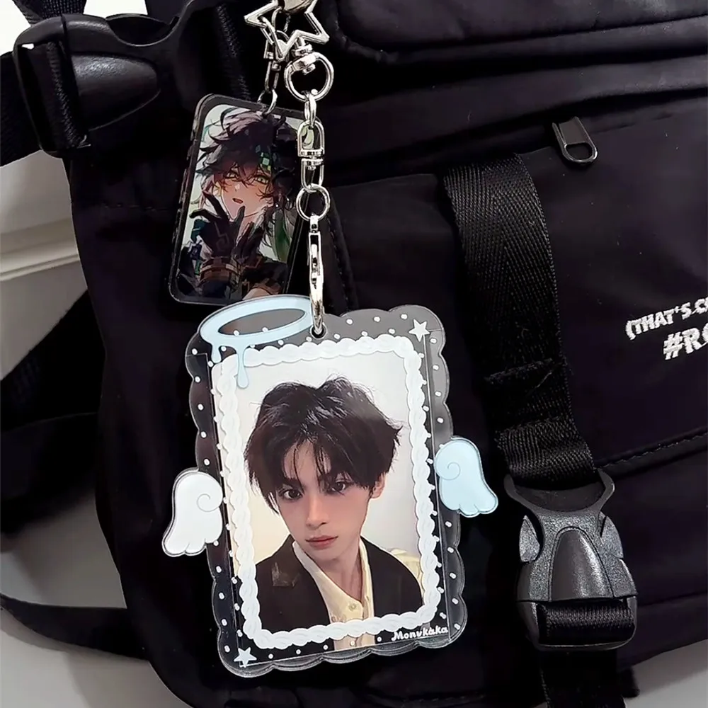 

Держатель для фотокарточек «Крылья ангела любви», 3 дюйма, акриловый, для хранения и демонстрации фотографий айдолов, защитный кулон-подвеска, украшение для сумки, подарки