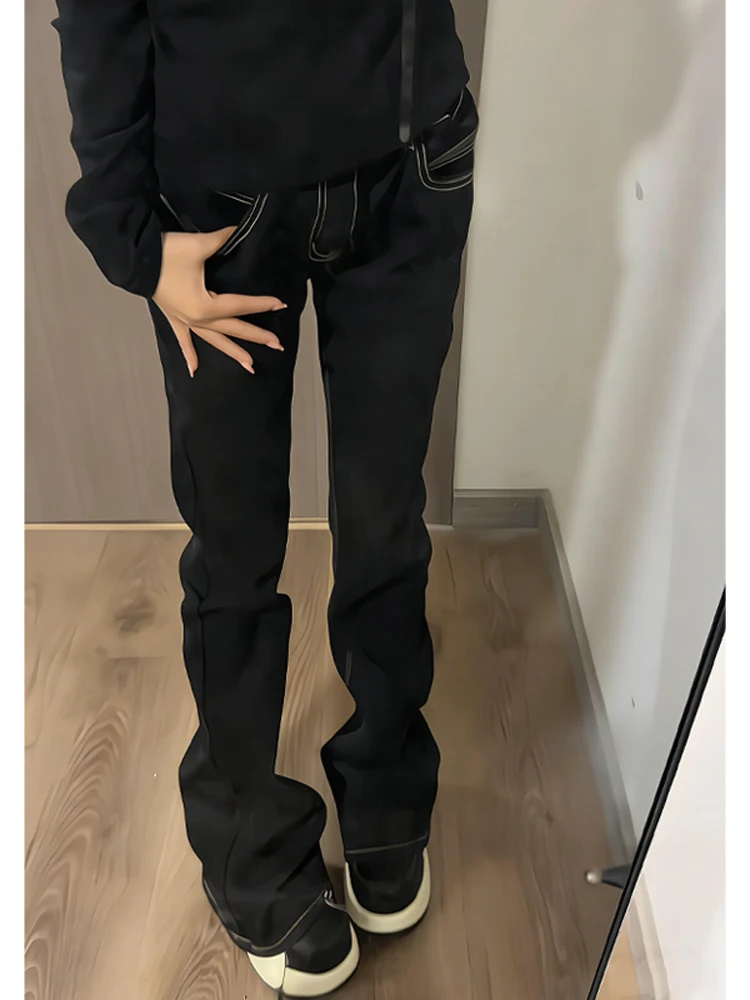 

Cleanfit American High Street Vibe Bla Jeans Men's High Waist Straight Leg Micro Flared Denim Pants Youth Casual Wear