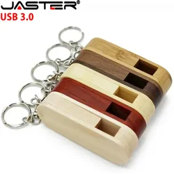 Wooden Rotatable USB 3.0 USB Flash Drives 128GB Memory Stick Free Custom Logo 64GB 32GB with Key Chain Business Gift U disk