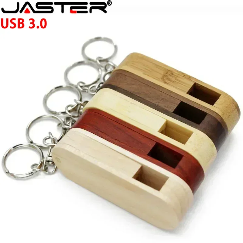 Wooden Rotatable USB 3.0 USB Flash Drives 128GB Memory Stick Free Custom Logo 64GB 32GB with Key Chain Business Gift U disk