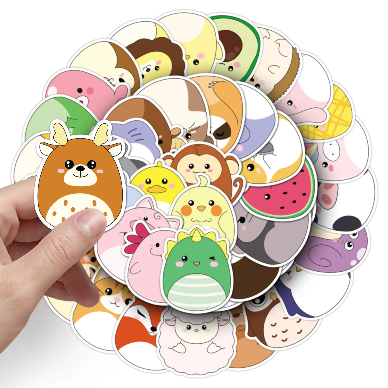 

50 playful cartoon stickers, hand drawn cute milk tea cups, hand account notebook with droppable adhesive decoration