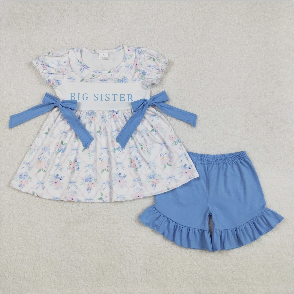 

Kid New Toddler Cute Girls Outfits Fashion Summer Baby Girls Big Sister Floral Shorts Set 2 Pieces Sets Kids Clothes