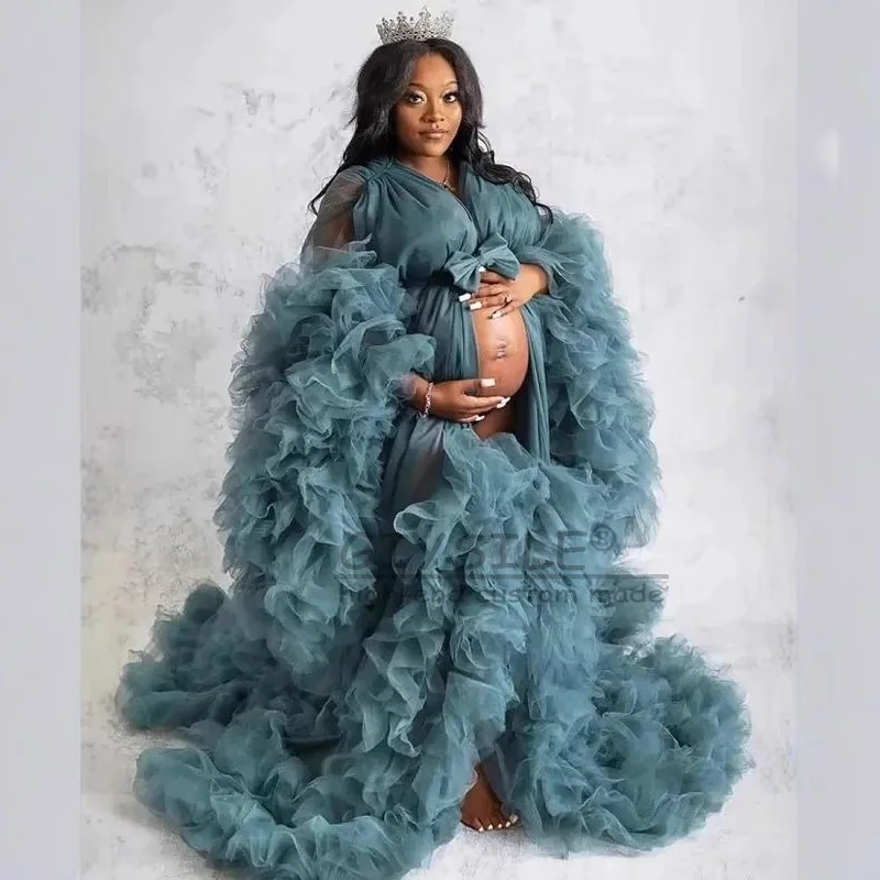 GIYSILE مخصص 2025 جديد فستان شبكي للنساء الحوامل التصوير العميق الخامس الرقبة متعددة الألوان فساتين السهرة الرسمية للحفلات