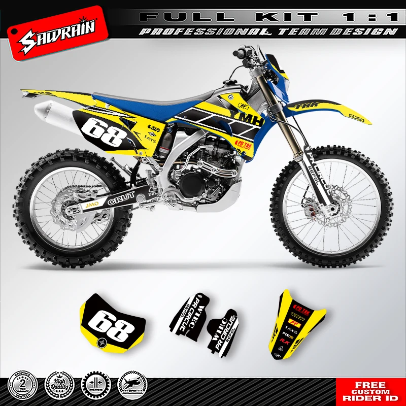 

Наклейка на мотоцикл Sawrain, набор наклеек с графикой команды для YAMAHA WRF250 450 2007 2008 2009 2010 2011 2012 2013 006