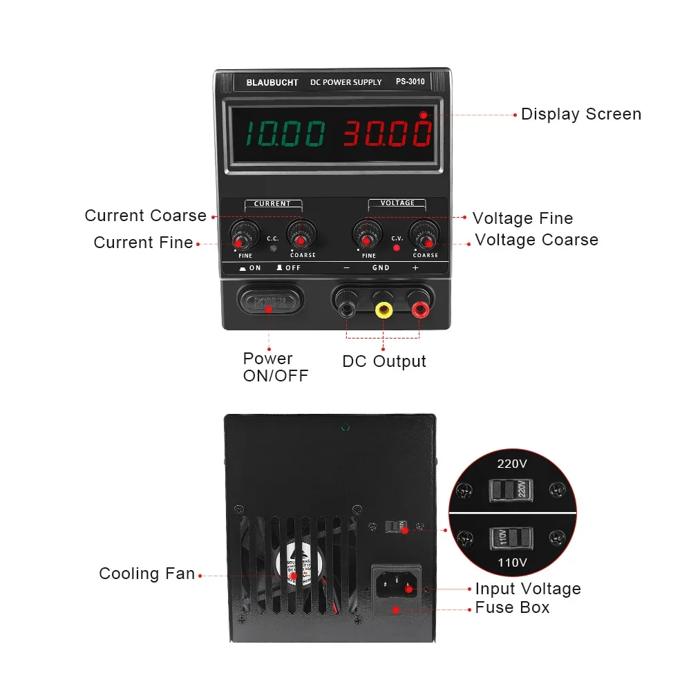 PS-3010 110V/220V Variable Adjustable Switching Power Source 30V 10A DC Power Supply