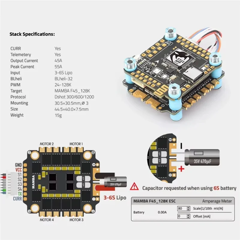 Durable-F722 MK4 APP FC&ESC Stack F722 MK4 APP Flight Controller F65A 128K Blheli32 ESC 3-6S Configure WIFI For RC FPV Drone
