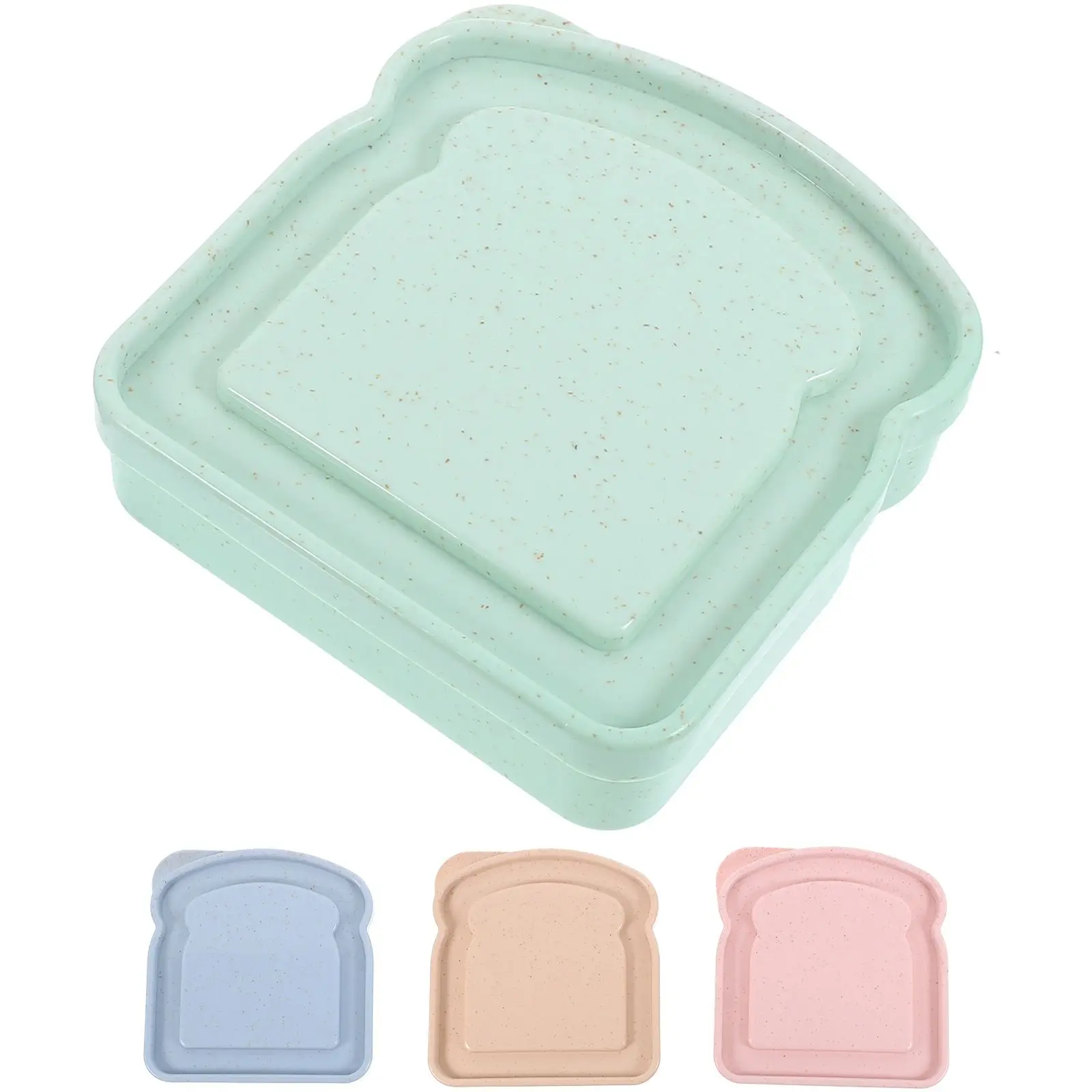 

4 Pcs S wich Boxes Toast Containers Pink Beige Green Blue Portable Wear Resistant Excellent Texture Sealing Lid Snacks Fruit