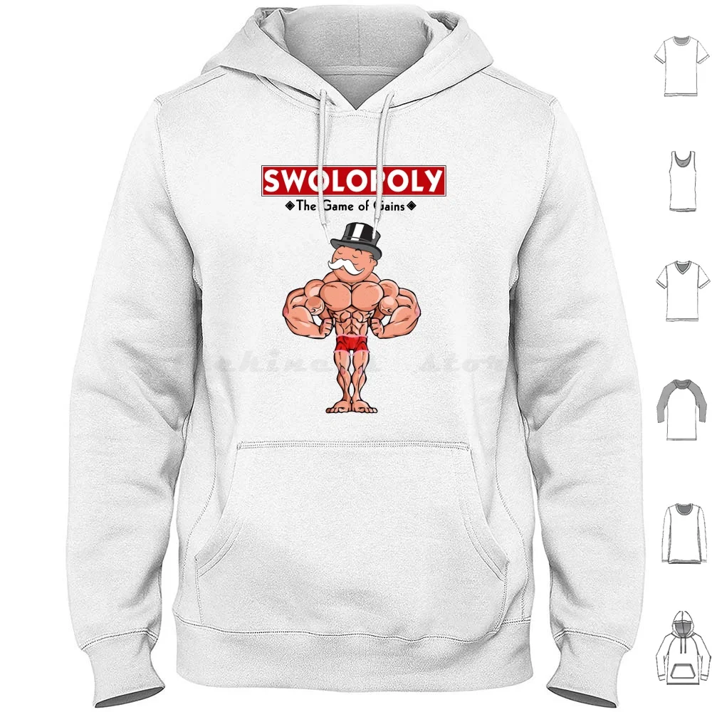 Swolopoly : The Game Of Gains Hoodies Long Sleeve Gym Lifting Bro Weights Free Weights Training Powerlifting Gym