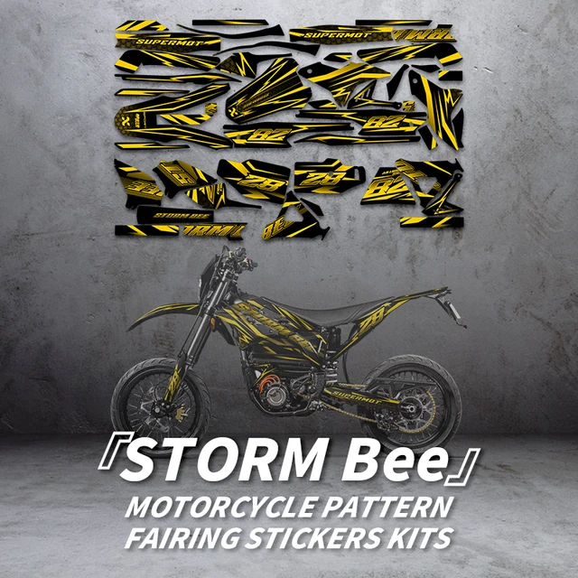 Do zestawu naklejek z nadrukiem Surron STORM BEE Pogrubiony holograficzny materiał laserowy do ochrony i dekoracji akcesoriów motocyklowych