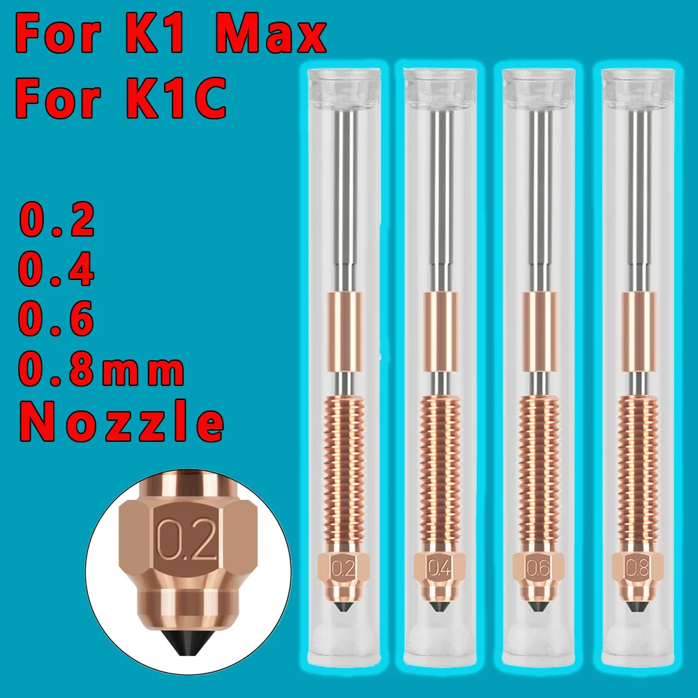 

FOR K1C K1 Max Ender 3 V3 Nozzle 0.2/0.4/0.6/0.8/1.0mm All-in-one Copper Titanium Nozzles High Speed Print Upgraded Nozzle