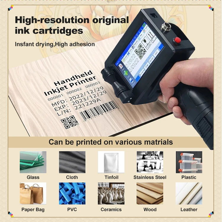 WISEPRINT Vin Code TIJ Karton Rubber Metaal Touchscreen HP-WP127 Handheld Intelligente USB Inkjet Printer Codering Machine Sleutel